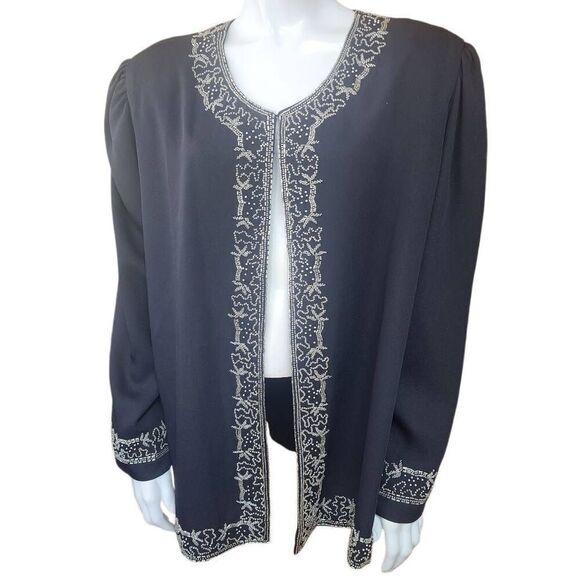 Evening's Black Beaded Jacket (16) - Picture 2 of 5